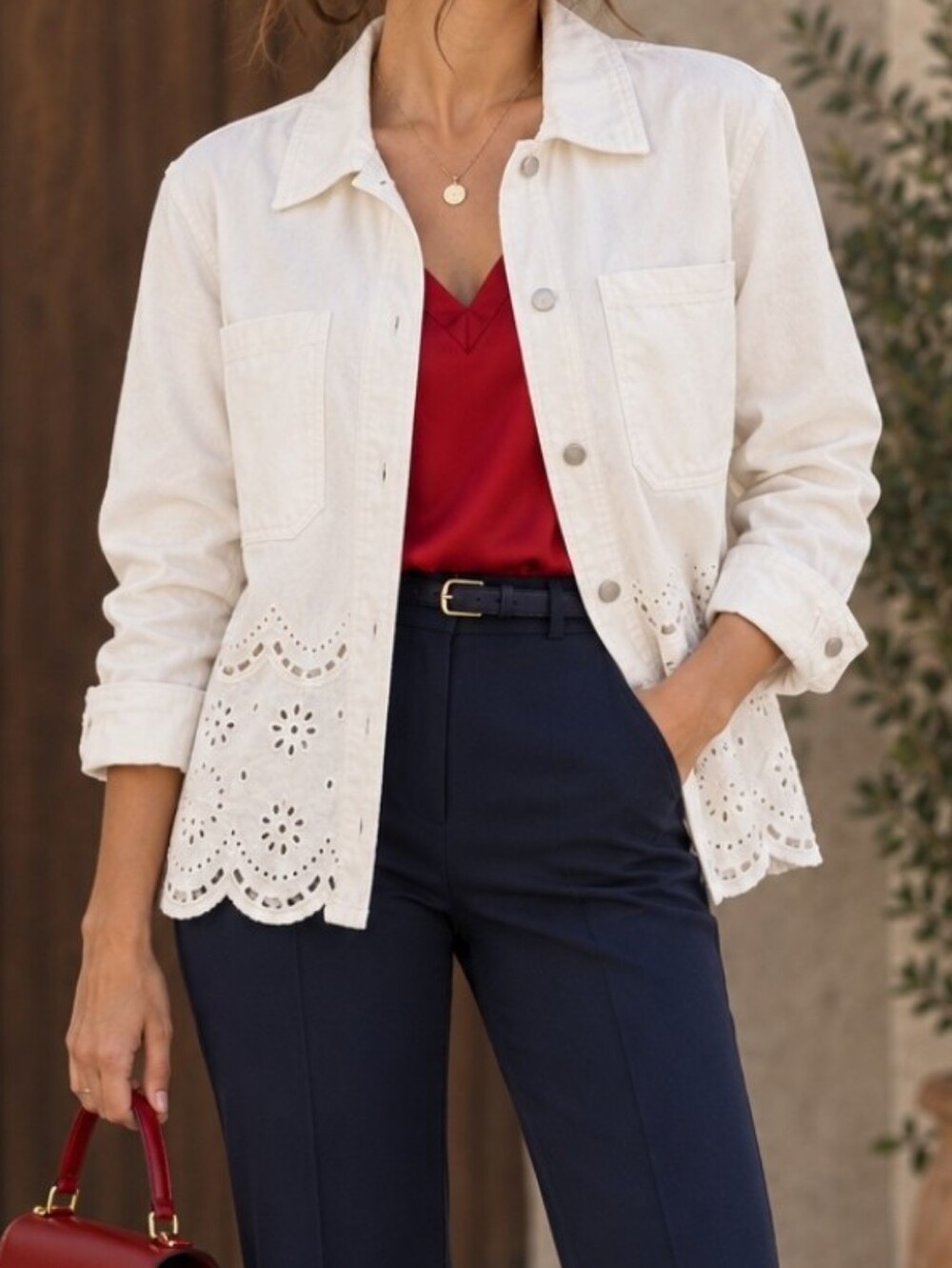 Stoosh White Eyelet Denim Jacket